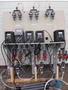 show details - dosing plant, chemical supply system, dosing station with 4 dosing pumps 