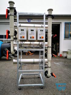 show details - UV unit for water disinfection mounted on rack 