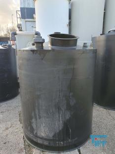 show details - used plastic / plastic chemical storage tank with collection container, made of PE with level indicator 