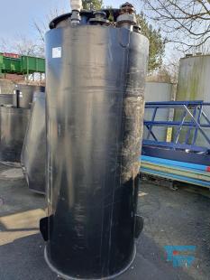 show details - used plastic / plastic chemical storage tank with collection container, made of PE with level indicator 