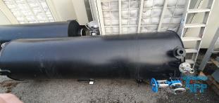 show details - used plastic round tank with knife gate valve / storage tank 