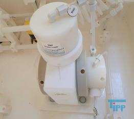 details anzeigen - gebrauchte Druckluftmembranpumpe mit Pulsationsdämpfer aus PTFE 
